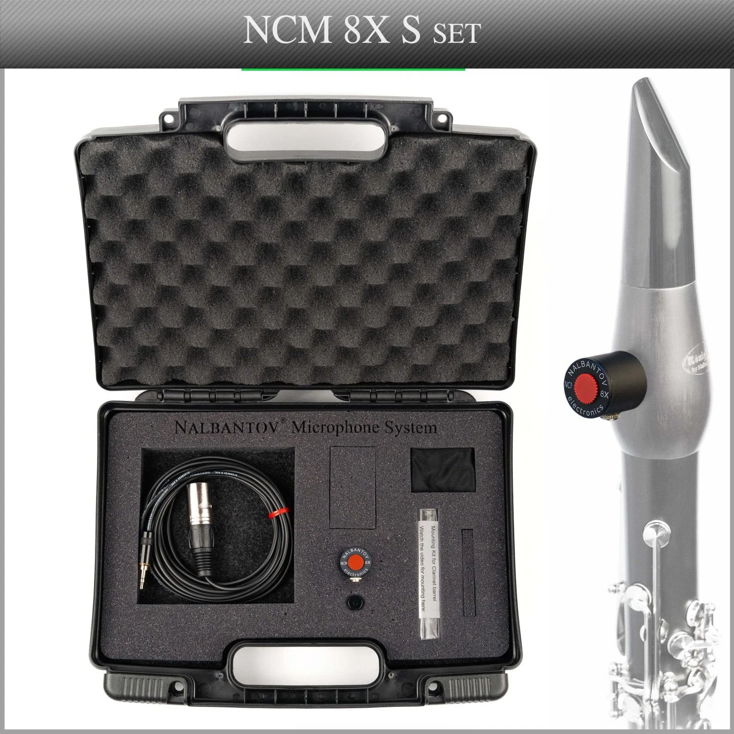 Clarinet Microphone Nalbantov NCM 8X S set – Pickup System, Cable, Mounting Kit