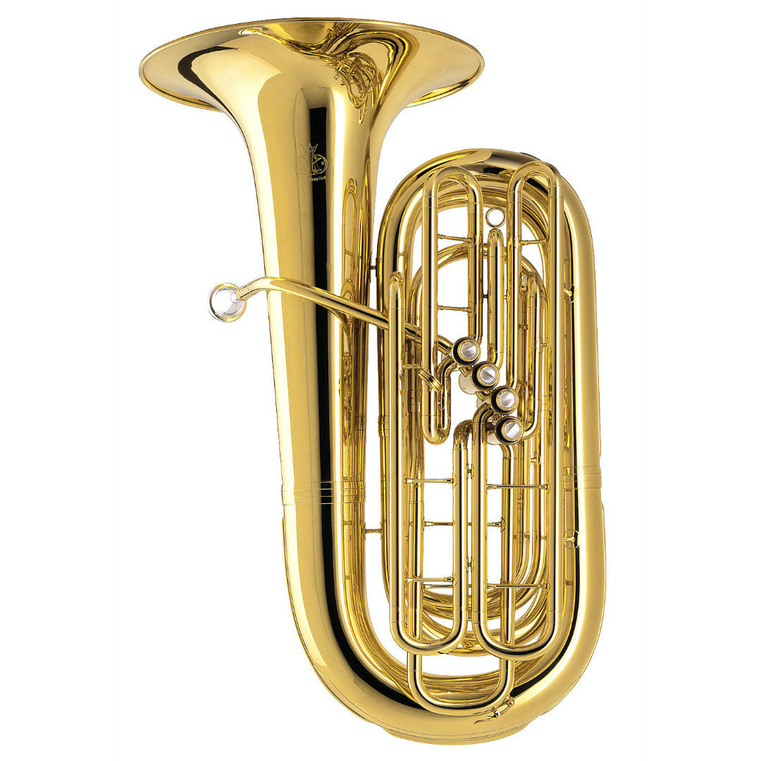 Gold tuba on a white background