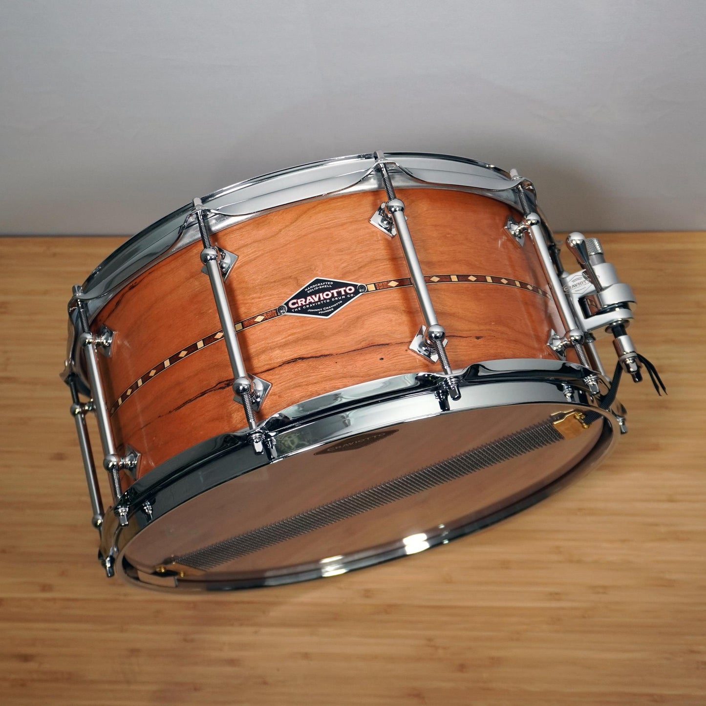 CRAVIOTTO Custom Shop Snare 14 x 6.5 Cherry w/Inlay & 45' Edges