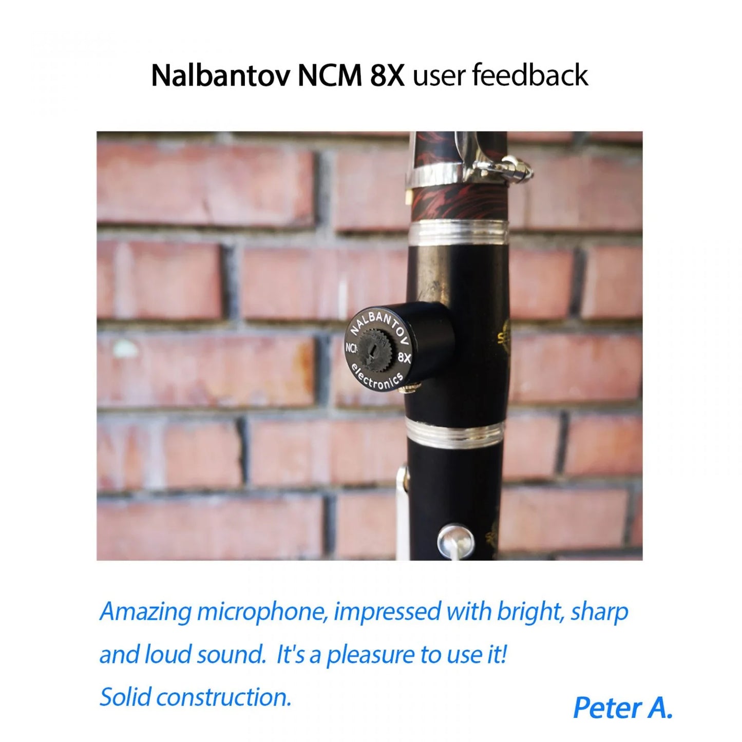 Microphone for Bass Clarinet Nalbantov NCM 8X S set + Cable and Mounting Kit
