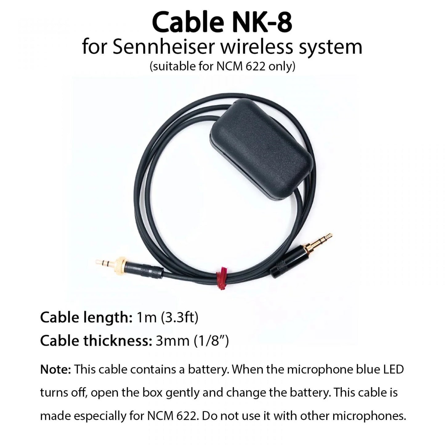 Cable NK-8 for Sennheiser wireless systems to NCM 622 Pickup System Only