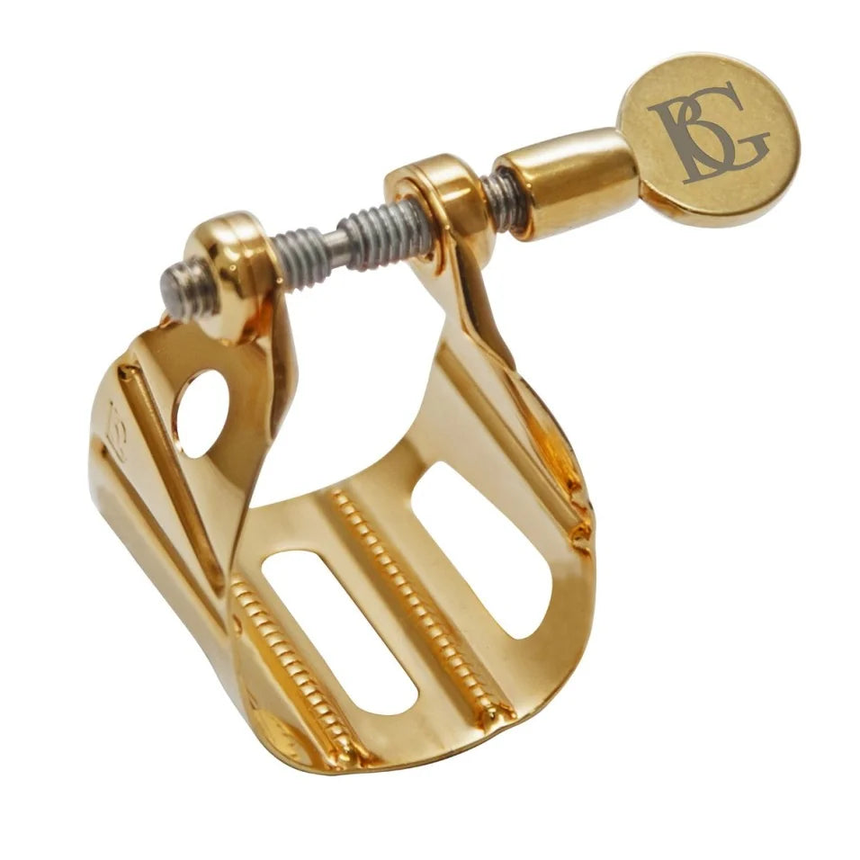 BG Ligature & Cap Universal Metal Jazz, Alto & Tenor Metal MP, Gold Plated