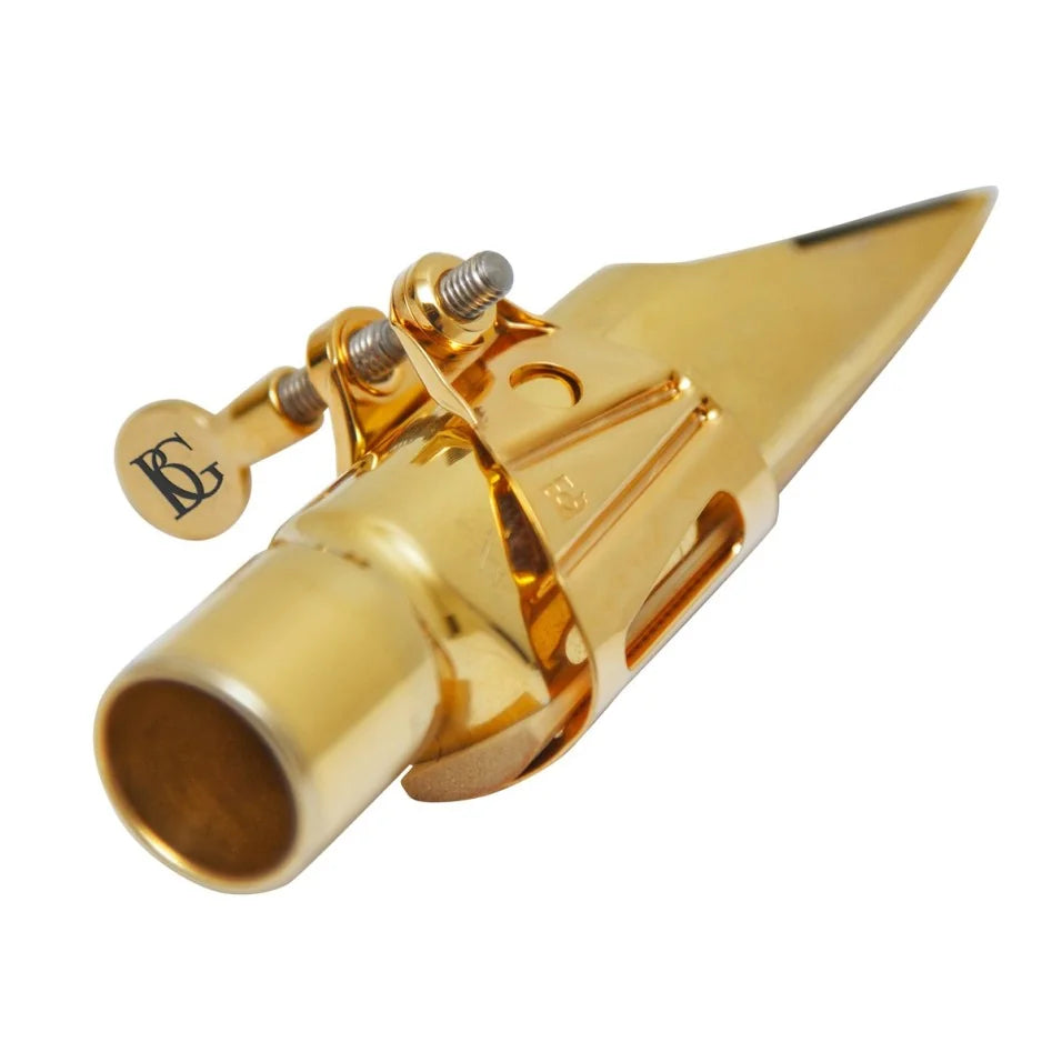 BG Ligature & Cap Universal Metal Jazz, Alto & Tenor Metal MP, Gold Plated