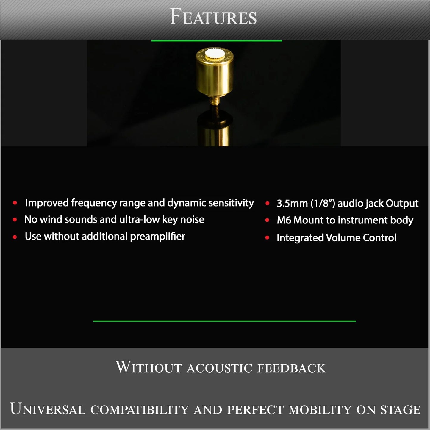 Saxophone Microphone Nalbantov NCM 8X S set – Pickup System, Cable, Mounting Kit