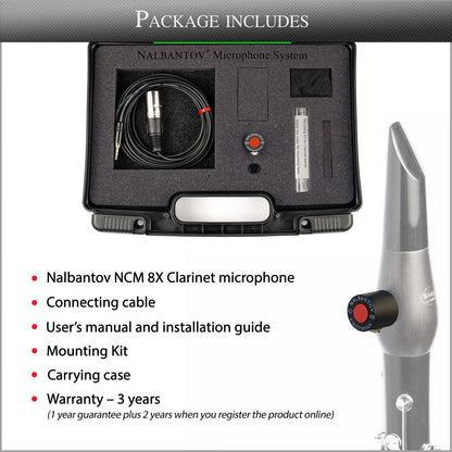 Clarinet Microphone Nalbantov NCM 8X S set – Pickup System, Cable, Mounting Kit