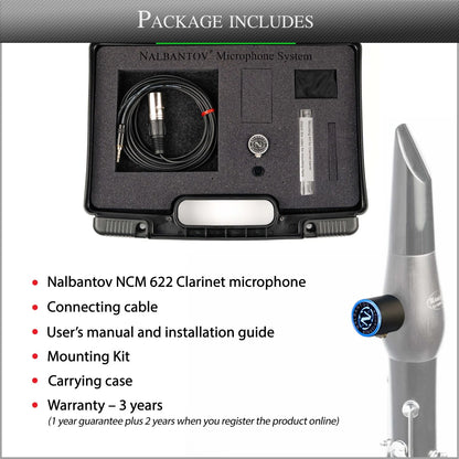 Clarinet Microphone Nalbantov NCM 622 S set – Pickup System, Cable, Mounting Kit