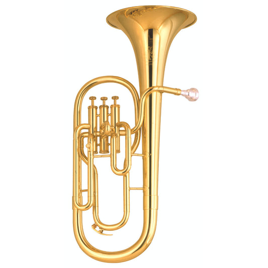 Gold tuba on a white background