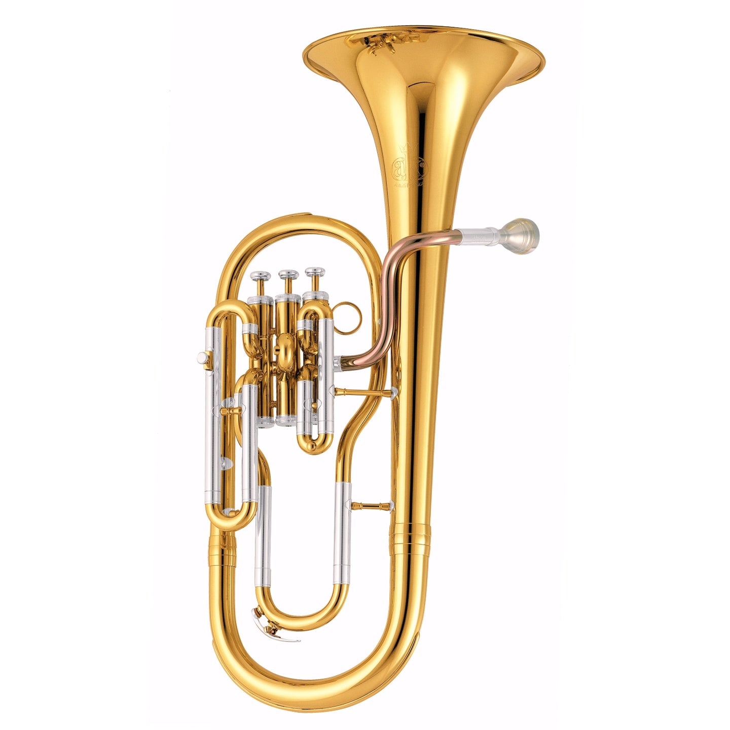 Gold tuba on a white background