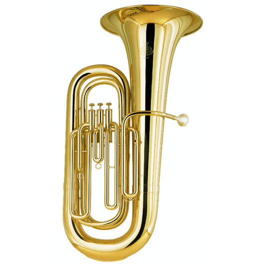 Gold tuba on a white background