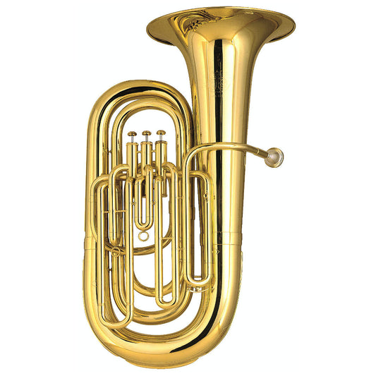 Gold tuba on a white background