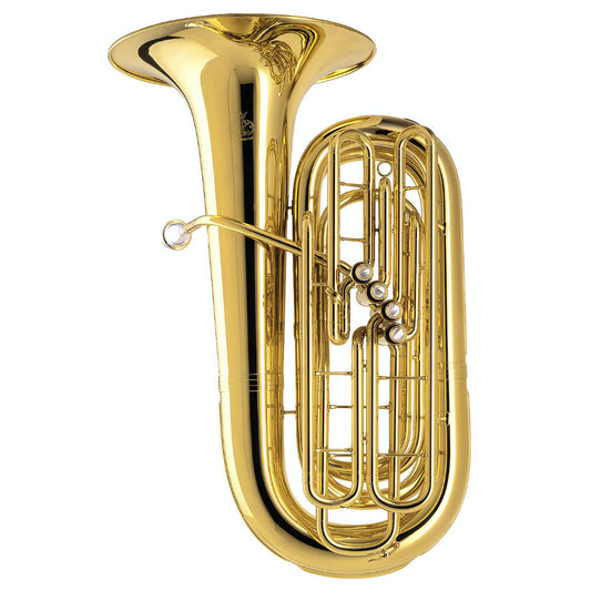 Gold tuba on a white background