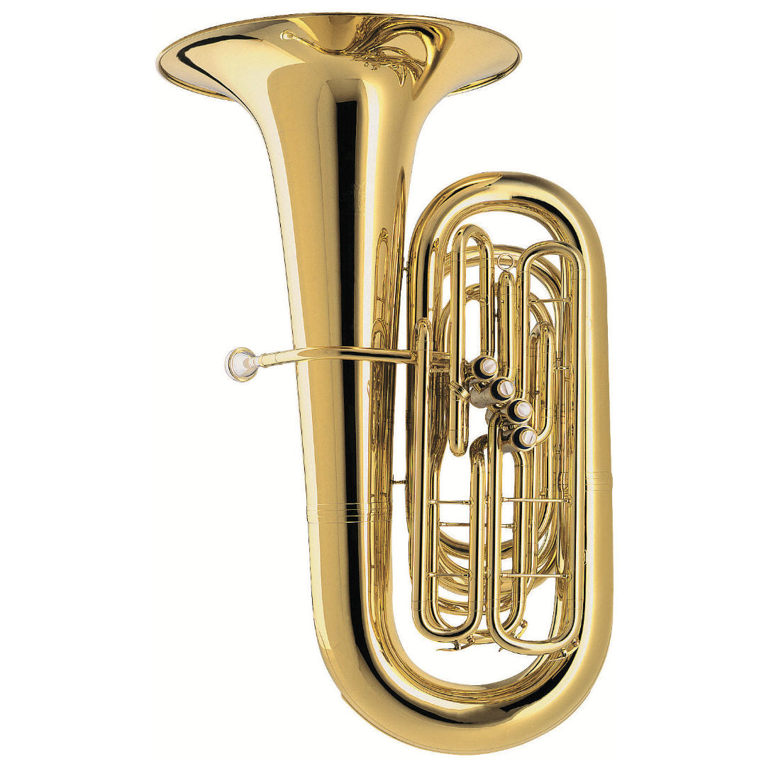 Gold tuba on a white background