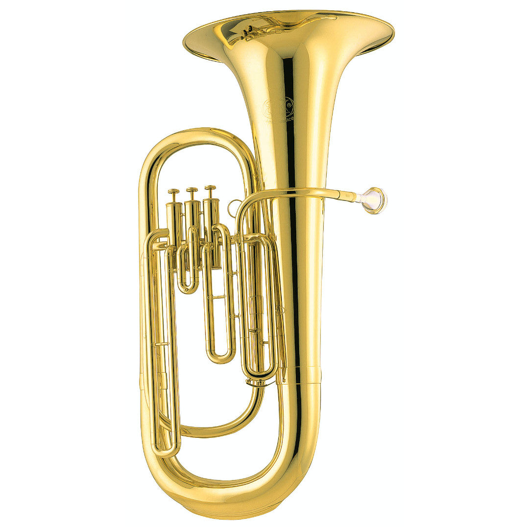 Gold tuba on a white background