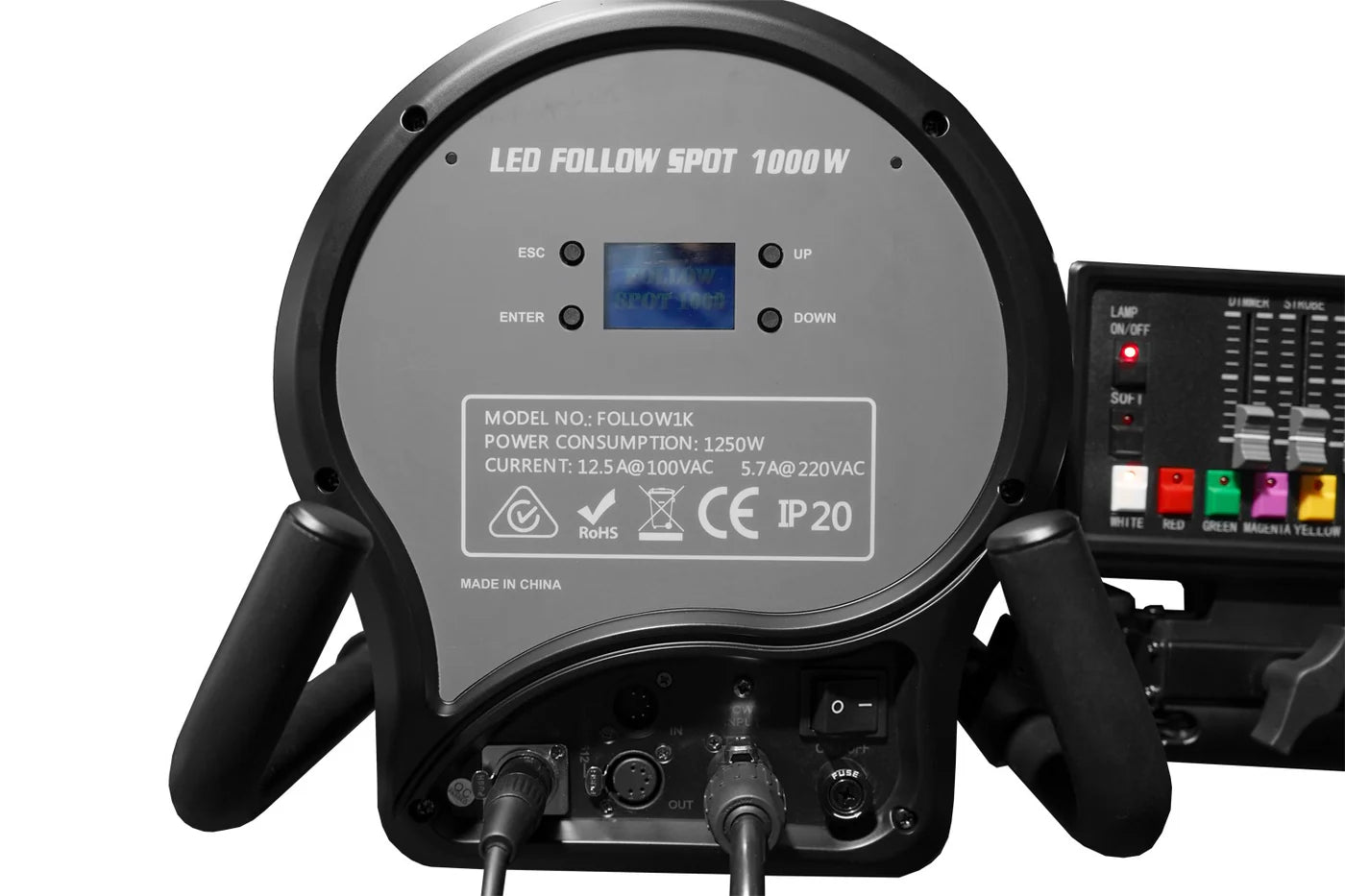 FOLLOW1K - 1000W LED Followspot with Stand and Road Case