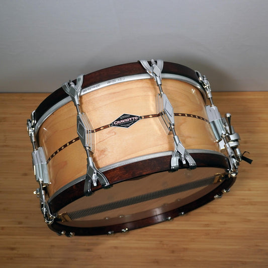 CRAVIOTTO Super Swing Snare 14 x 7 Maple w/Walnut Inlay & 45' Edges