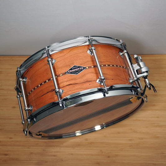 CRAVIOTTO Custom Shop Snare 14 x 6.5 Cherry w/Inlay & 45' Edges