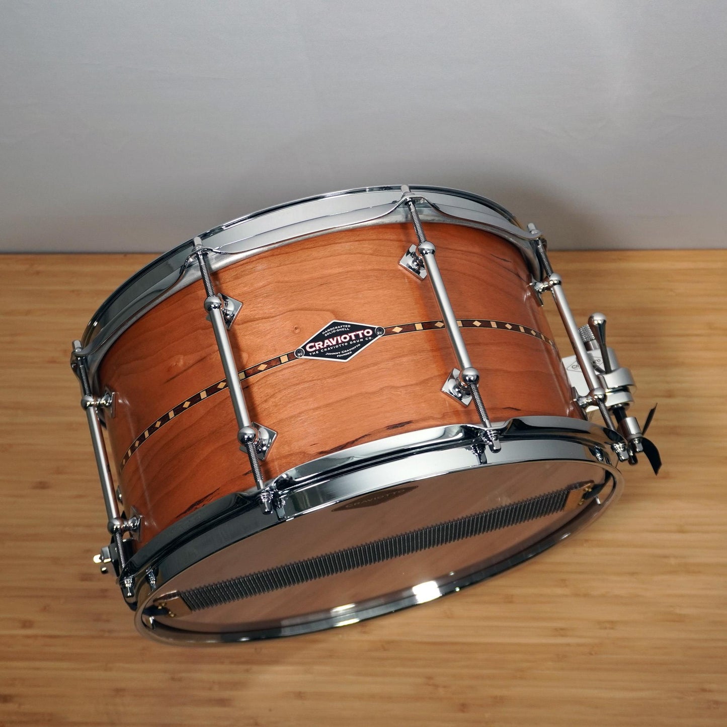 CRAVIOTTO Custom Shop Snare 13 x 7 Cherry w/Inlay & 45' Edges