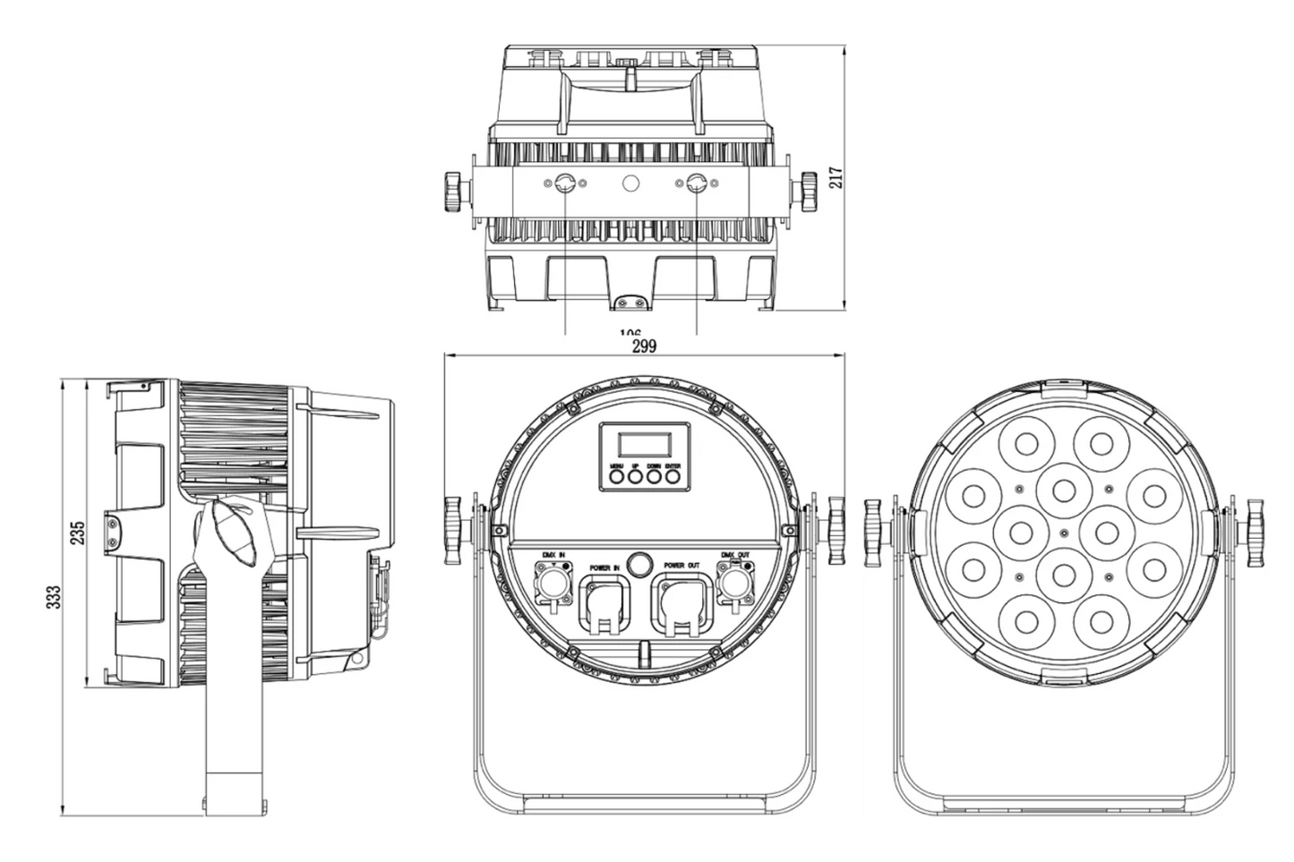 PARF12X20H-IP - IP65 Parcan with 12 x 20 RGBWAU LEDs with Electronic Frost