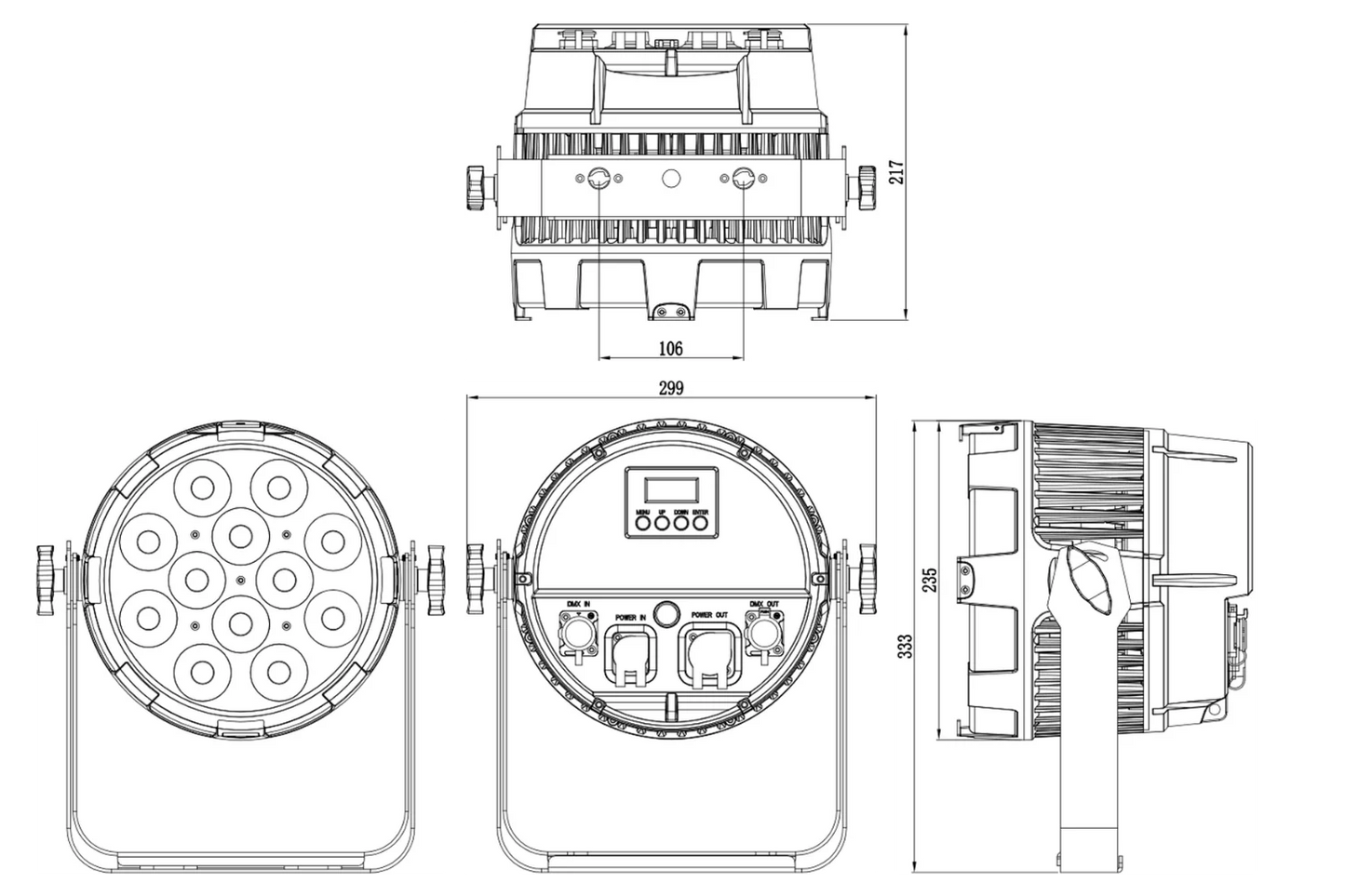 PARF12X25VW-IP - IP65 Parcan with 12 x 25 Variable White LEDs with Electronic Frost