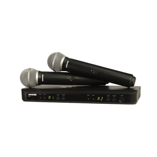 Shure BLX Dual Wireless Microphone System 2x PG58 Handheld Vocal Mic – BLX288P58 - K14 (614-638MHz)