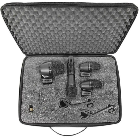 Shure PGADRUMKIT4 PGA 4pce Drum Mic Kit 1x PGA52, 2x PGA56, 1x PGA57, Mounts, Cables & Carry Case