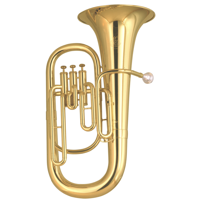 Gold tuba on a white background