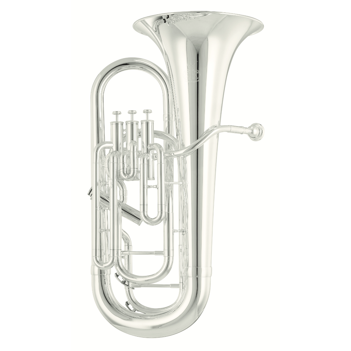 Silver tuba on a white background
