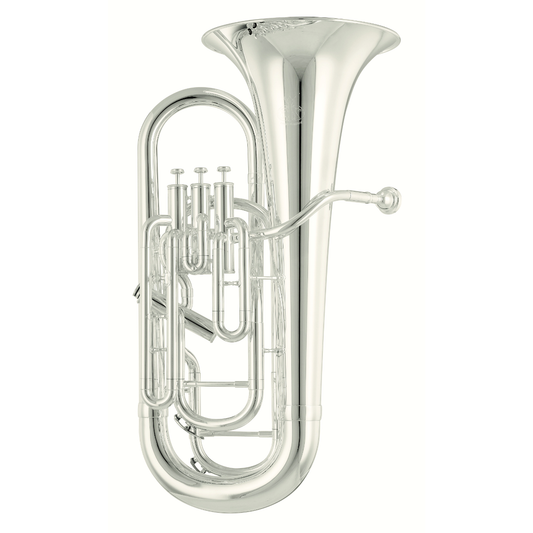 Silver tuba on a white background