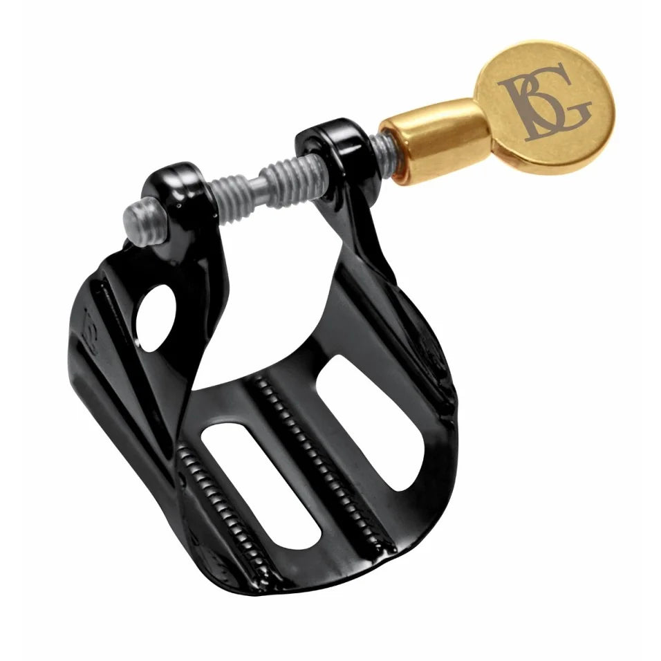 BG Ligature & Cap Universal Metal Jazz, Alto & Tenor Metal MP, Black Lacquered