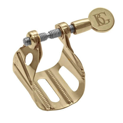 BG Ligature & Cap Universal Metal Jazz, Alto & Tenor Metal MP, Gold Lacquered